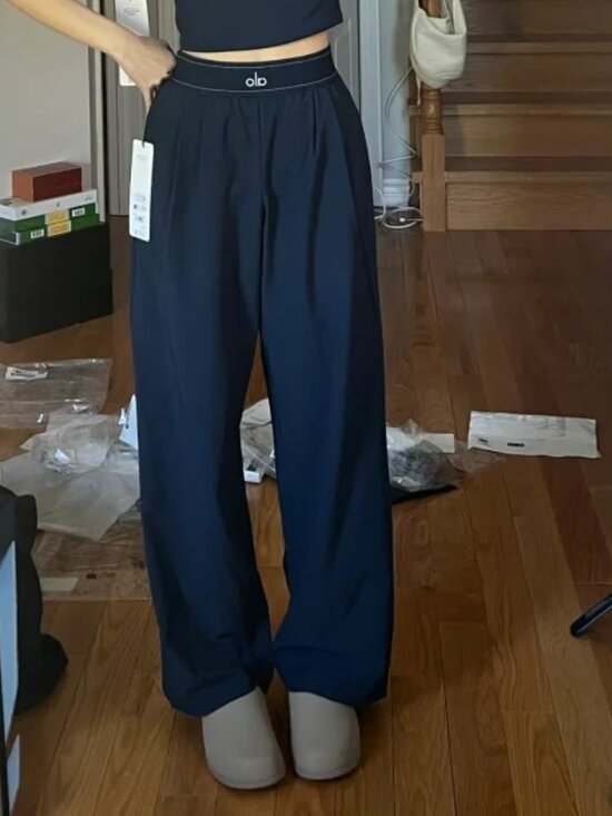 ALO Yoga Pants - 👜 NWT Alo Yoga Suit Up Trouser Navy ✨ Relaxed Wide Leg Pants Regular length